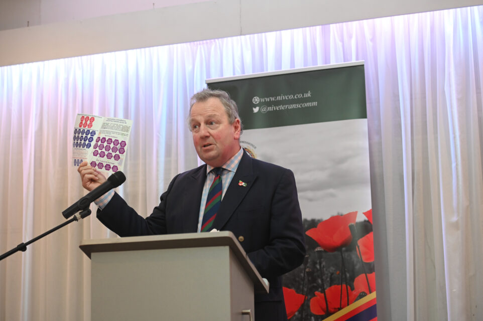 Veterans Commissioner Danny Kinahan promotes veteran friendly services yesterday at the first veterans Information Roadshow held yesterday in Cookstown.